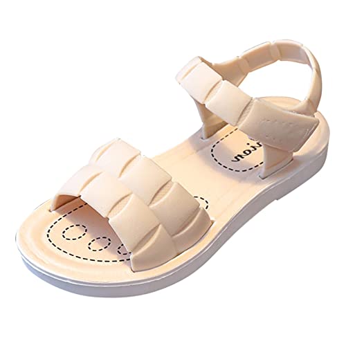 TDEOK Kindersandalen Weiche flache Schuhe Mode und bequeme kleine mittlere und große Kinder weicher Boden wasserdichte leichte Baby-Prinzessin-Sandalen Baby Flip Flops (White, 27.5 Little Child) von TDEOK