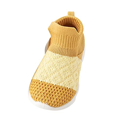 TDEOK Kinderschuhe Mode Dicke Sohlen Atmungsaktive Turnschuhe Baby Kleinkind Schuhe Mesh Kinder Einfarbige Schuhe Weiche Sohlen Kleinkindschuhe Sneaker Für Damen (Yellow, 20.5 Infant) von TDEOK