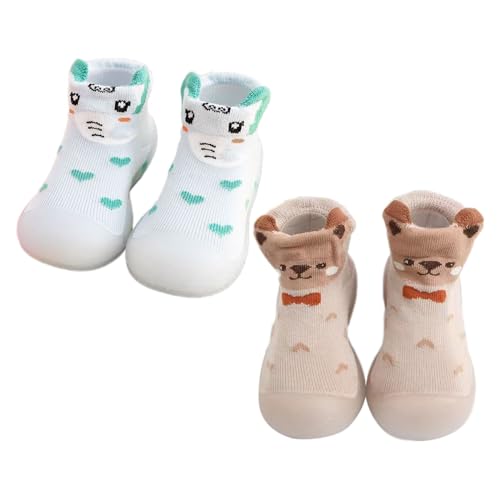 TDEOK Kleinkind Baby Mädchen Socke Schuh Elastische Indoor Slipper Infant Erste Cartoon Katzen Weiche Sohle Gummi Schuhe Baby Sneaker Schlüsselanhänger (Blue, 24) von TDEOK