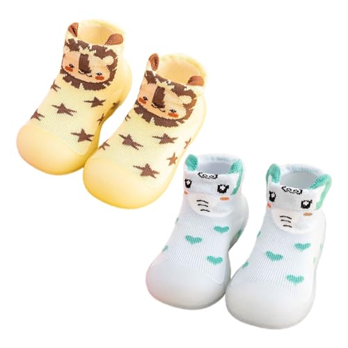 TDEOK Kleinkind Baby Mädchen Socke Schuh Elastische Indoor Slipper Infant Erste Cartoon Katzen Weiche Sohle Gummi Schuhe Kleinkind Junge (Blue, 20) von TDEOK