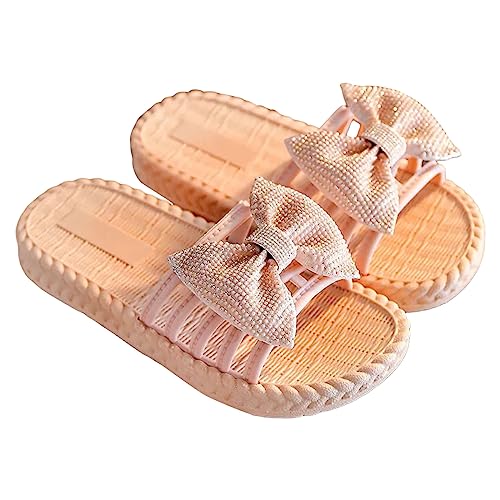 TDEOK Kleinkind Kinder Kleinkind Mädchen Soild Bowknot Prinzessin Schuhe Weiche Sohle Rutschfeste Lauflernschuhe Prewalker Strandschuhe Sandalen Kinder Badeschuhe (Pink, 28.5 Little Kid) von TDEOK