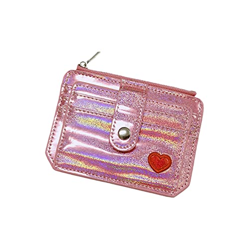 TDEOK Love Stickerei Geldbörse für Frauen Schnalle Mode Card Tasche Münze Reißverschluss Brieftasche Ledergeldbörse Herren 1 in Geldbörsen (Pink, 12X0.5X8.5) von TDEOK