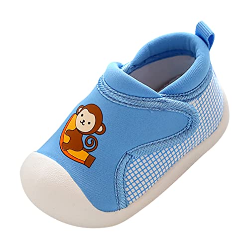 TDEOK Mädchen Freizeitschuhe Baumwollstoff Cartoon Drucke Weicher Boden Atmungsaktive Slip On Sportschuhe Socken Schuhe Kinder Schuhe Junge (Blue, 25 Toddler) von TDEOK