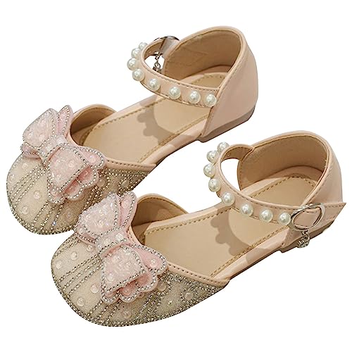 TDEOK Mädchen-Kleidschuhe, niedliche Schleife, Mary-Jane-Schuhe, Ballerina mit Satin-Knöchelband, für Hochzeit, Geburtstag, Party Sandalen Herren (Pink, 25.5 Toddler) von TDEOK