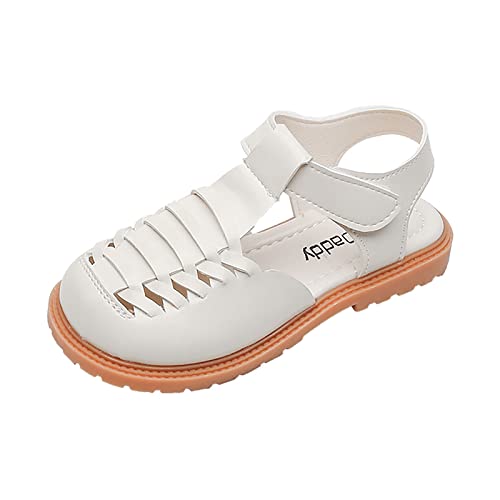 TDEOK Mädchen Sandalen Lässige Sandalen Bowknots Flache Sandalen Leichte Sommerkleidschuhe Kleines Kind/großes Kind 37 Kinder (Beige, 33 Big Kids) von TDEOK