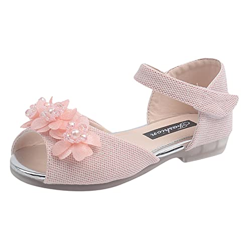 TDEOK Mädchen Strass Schuhe Niedriger Absatz Prinzessin Schuhe Hochzeit Kleid Schuhe Für Kinder Kleinkind Ledersandalen Männer (Pink, 23 Toddler) von TDEOK