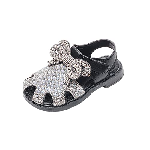 TDEOK Mädchen Strass Stickerei Bogen Design SoftToe Prinzessin Kleid Flache Schuhe (Kleinkind/kleines Kind/große Kinder) Kinderschuhe Jungs (Black, 25 Toddler) von TDEOK