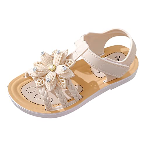 TDEOK Mädchens Sandalen Flache Schuhe Mode Bequeme Schleife Weicher Boden Wasserdichte Leichte Baby Prinzessin Sandalen Schlappen Kinder 34 (White, 34 Big Kids) von TDEOK