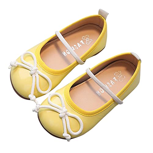 TDEOK Mädchenschuhe Prinzessin Schuhe rutschfeste weiche Sohle Lederschuhe Bowknot Einzelschuhe Kinderschuhe (Yellow, 28 Little Child) von TDEOK