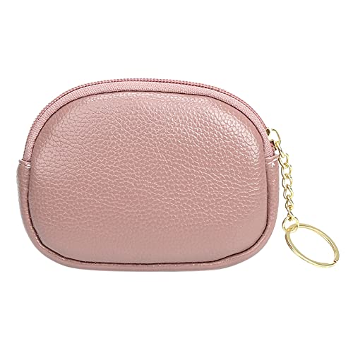 TDEOK Mode Frauen Kunstleder Einfarbig Reißverschluss Schlüsseltasche Umschlag Tasche Handtasche Wechselgeldbörse en Head Brieftasche Herren (Pink, One Size) von TDEOK