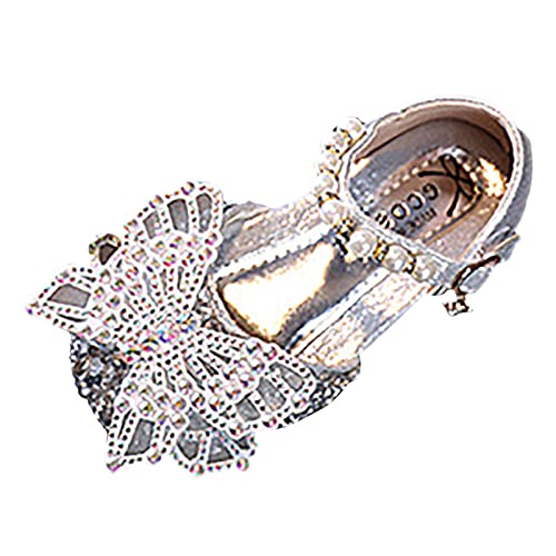 TDEOK Mode Frühjahr und Sommer Sandalen Kleid Leistung Tanzschuhe Mesh Strass Schmetterling Perle Gürtelschnalle Sandalen 35 (Silver, 30 Little Child) von TDEOK