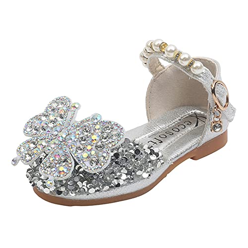 TDEOK Mode Frühling und Sommer Kinder Tanzschuhe Kleid Show Prinzessin Schuhe Perle Strass Pailletten Cartoon Tierform Schneeboots Kinder 36 (Silver, 26 Toddler) von TDEOK