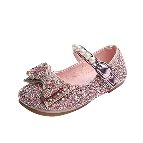 TDEOK Mode Mädchen Freizeitschuhe Strass Pailletten Bogen Schnalle Kleid Schuhe Tanzschuhe Schneestiefel 36 (Pink, 31 Little Child) von TDEOK