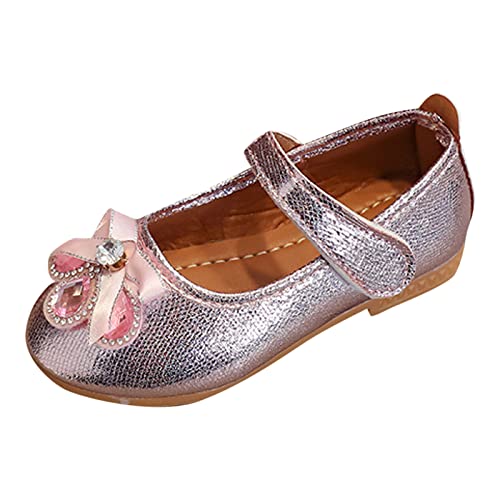 TDEOK Mode Sommer Kinder Sandalen Mädchen Freizeitschuhe Flachboden Leichte Strass Kristallband Schleife Hakenschlaufe Sportschuhe Kinder (Pink, 33.5 Big Kids) von TDEOK