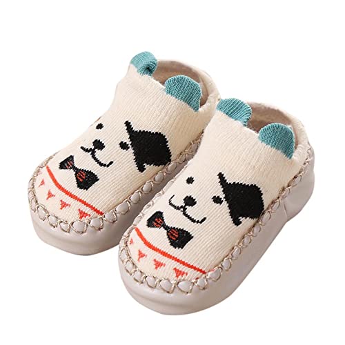 TDEOK Neugeborenes Baby, Mädchen, Cartoon-Ohren, Bodensocken, rutschfeste Baby-Stufenschuhe, Socken Kinderschuhe 25 Junge (White, 20 Infant) von TDEOK