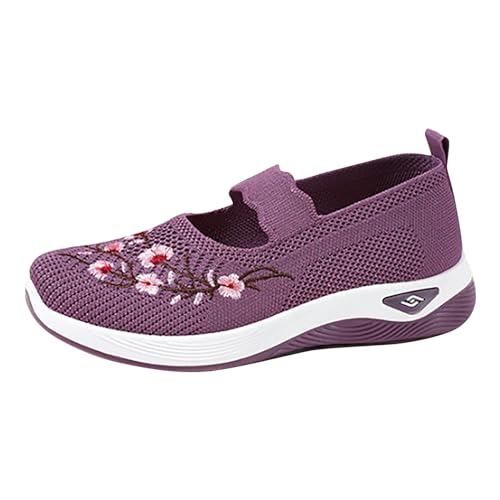 TDEOK S Damenschuhe Stiefeletten Sommermode, hohl, atmungsaktiv, Flacher Absatz, weiche Sohle, Freizeitschuhe Gefütterte Damen Schuhe (Purple, 39) von TDEOK