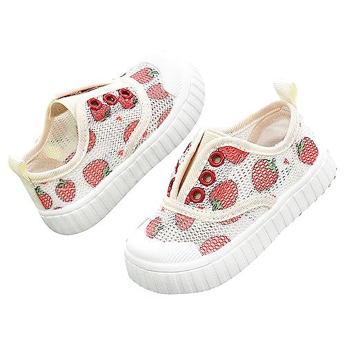 TDEOK Säuglingsturnschuhe für Männer und Frauen, Baby-Erdbeermuster-Druck, weicher Boden, rutschfeste Mesh-Kleinkindschuhe Laufschuhe Baby Junge (Red, 20 Infant) von TDEOK