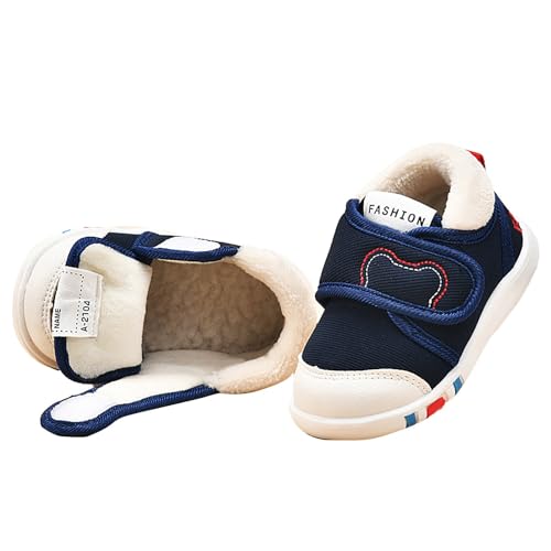 TDEOK Sportschuhe für, Mädchen und, und Winter, weicher Boden, rutschfeste Baumwollschuhe, leichte Kleinkinderschuhe Schuhe Damen Schwarz (Navy, 25 Toddler) von TDEOK