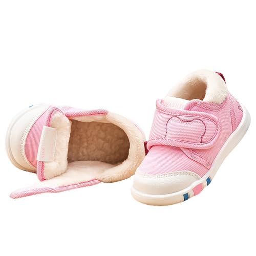 TDEOK Sportschuhe für, Mädchen und, und Winter, weicher Boden, rutschfeste Baumwollschuhe, leichte Kleinkinderschuhe Schuhe Damen Schwarz (Pink, 23 Infant) von TDEOK