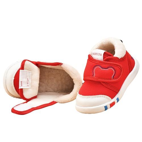 TDEOK Sportschuhe für, Mädchen und, und Winter, weicher Boden, rutschfeste Baumwollschuhe, leichte Kleinkinderschuhe Schuhe Damen Schwarz (Red, 23.5 Infant) von TDEOK