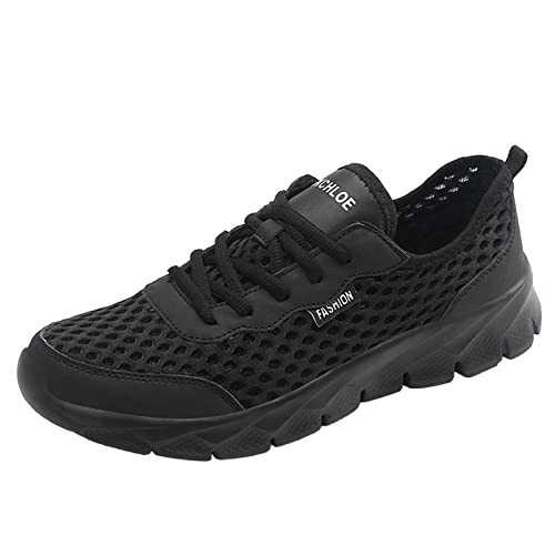 TDEOK Trecking Schuhe Herren Herren Sommer Leichte Atmungsaktive Freizeitschuhe Mesh Lace Up Lässige Laufschuhe High Sneaker Herren Schwarz von TDEOK