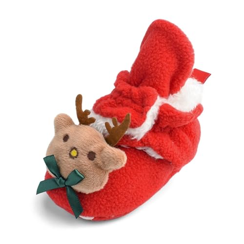 TDEOK Weihnachtsschuhe für, weich, für Babys, Weihnachtsmann, Winter, warme Fleece-Hausschuhe, Schneestiefel, Krippenschuhe Schneeschuhe Kinder 35 (Red, 19 Infant) von TDEOK