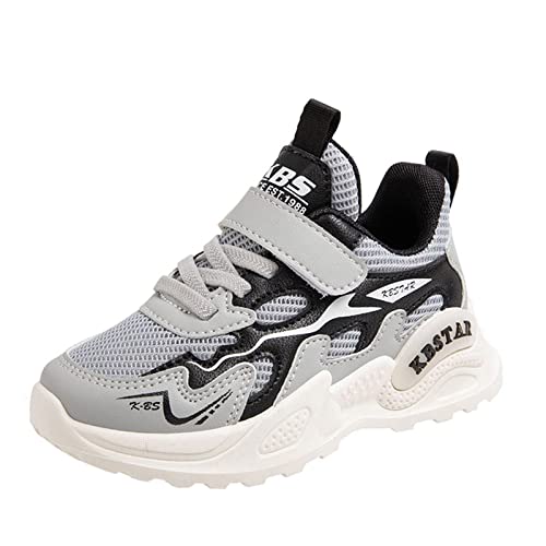 Wasserdichte Schuhe Mädchen Mode für alle Jahreszeiten, Kinder, Sport, Mädchen, flach, leicht, Mesh, atmungsaktiv und bequem, solide Schnürung mit Hakenschlaufe, lässiger Stil (Grey, 30 Little Child) von TDEOK