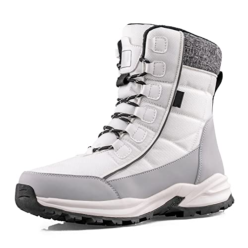 TDHLW Herren Schneestiefel Winterstiefel Herren Damen Warm Gefütterte Stiefeletten hohe Spitze wasserdichte wanderschuhe rutschfeste Freizeitschuhe,Turnschuhe für kaltes Wetter,Weiß,43 EU von TDHLW