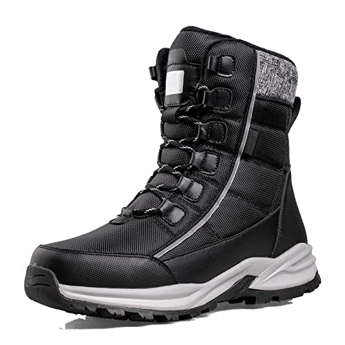 TDHLW Herren Schneestiefel Winterstiefel Herren Damen Warm Gefütterte Stiefeletten hohe Spitze wasserdichte wanderschuhe rutschfeste Freizeitschuhe,Turnschuhe für kaltes Wetter,Schwarz,44 EU von TDHLW