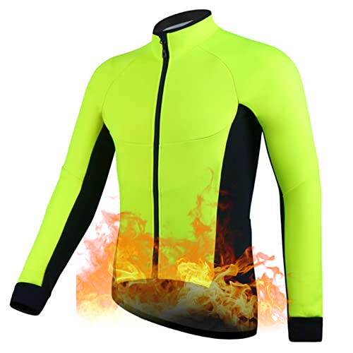 Winter Winddichte Fleece Radjacke Damen Thermo Fahrradjacke Wasserdichte Atmungsaktiv Windjacke Jacken Warmes Radtrikot für Mountainbike, Rennrad, Laufen, Ski,Grün,XL von TDHLW