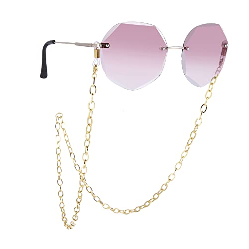 TEAMER Edelstahl Perlen Brillenkette Sonnenbrille Box Ketten Brillen Schnur Brillen Hals Strap für Frauen, O-Form - Gold, Einheitsgröße von TEAMER