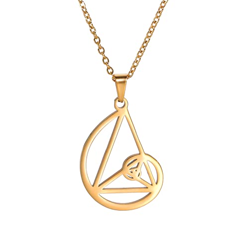 TEAMER Fibonacci Goldene Spirale Halskette Edelstahl Goldener Schnitt Anhänger Tragbare Mathematik Irrationaler Charme Anhänger Geometrischer Schmuck Für Frauen (Stil 1 -Gold) von TEAMER