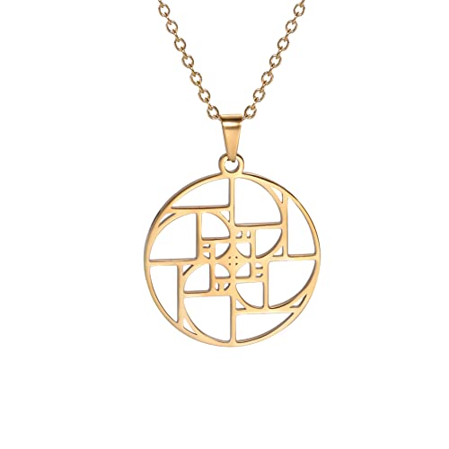 TEAMER Fibonacci Goldene Spirale Halskette Edelstahl Goldener Schnitt Anhänger Tragbare Mathematik Irrationaler Charme Anhänger Geometrischer Schmuck Für Frauen (Stil 3 -Gold) von TEAMER