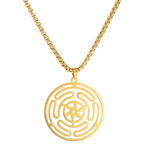 TEAMER Hexe Triskele Spirale Halskette für Frauen Mädchen (Hekate-Rad-Gold) von TEAMER