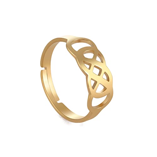 TEAMER Hexenknoten Ring Edelstahl Hexerei Keltischer Liebesknoten Ring für Frauen Geometrischer Keltischer Knoten Anhänger Vintage Schmuck (Keltischer Knoten - Gold) von TEAMER