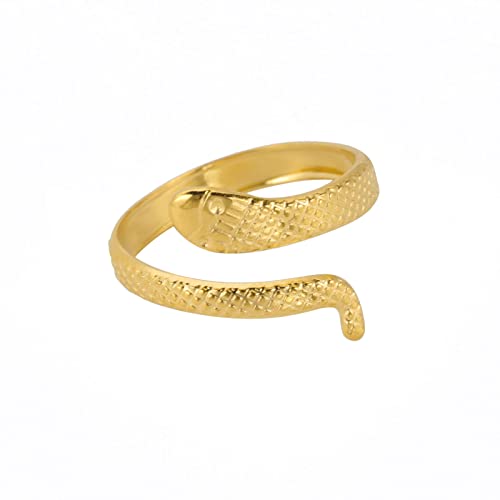 TEAMER Schlange Ring Verstellbarer Fingerring aus Edelstahl Wickel-Schlangenring Stapelbarer Ring Punk Schlange Tierschmuck für Frauen (Stil 6 -Gold) von TEAMER