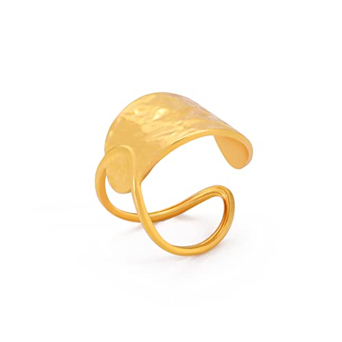 TEAMER Unregelmäßiger Wirbel-Labyrinth-Ring Edelstahl Einstellbare Geometrische Unregelmäßige Spirale Offene Fingerringe Übertriebener Punk-Schmuck Für Frauen Mädchen (Stil 2 - Gold) von TEAMER