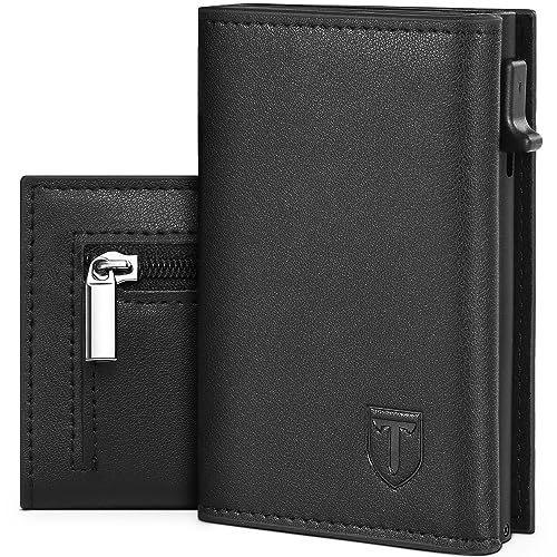 TEEHON Geldbörse - Magnetischer Slim Wallet mit Münzfach & RFID Schutz & ID-Fenster - Mini Portmonee Geldbeutel kartenetui für Karten - kreditkartenetui herren Klein-Kartenhalter Schwarz von TEEHON