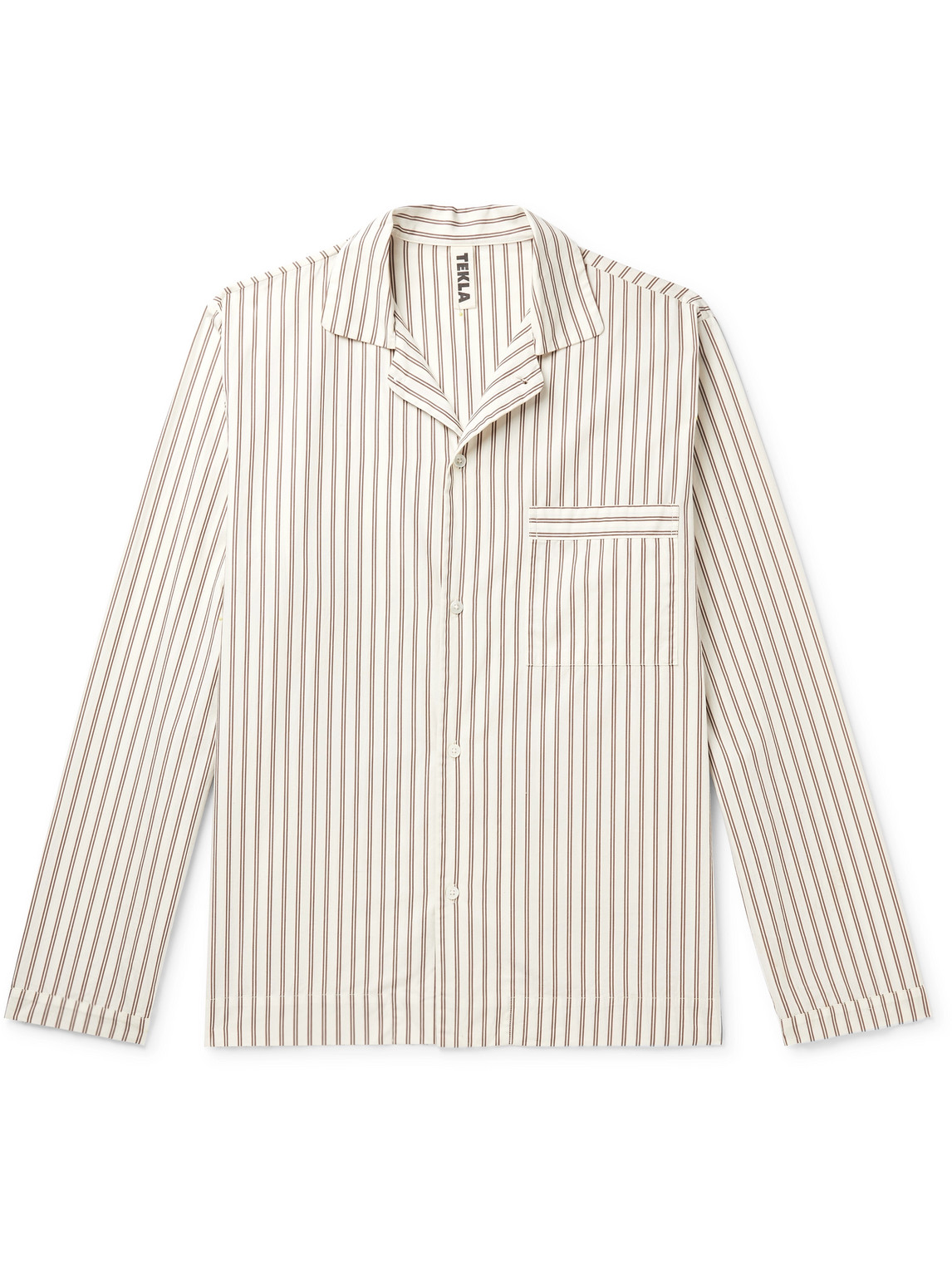 TEKLA - Camp-Collar Striped Organic Cotton-Poplin Pyjama Shirt - Men - White - L von TEKLA