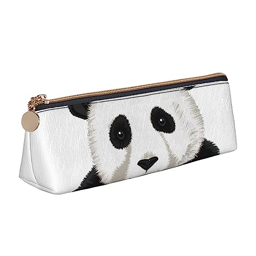 TEMKIN Schöne Panda Bär Kopf Gedruckt Frauen Leder Bleistift Beutel, Große Kapazität Bleistift Fall Stift Tasche Mit Reißverschluss Für Büro, weiß, Einheitsgröße, Einfach von TEMKIN