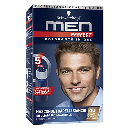 Schwarzkopf Men Perfect Haarfärbemittel aus Gel, weiße Haare für Herren, natürliches Ergebnis, Farbton 40 Dunkelblond von Schwarzkopf