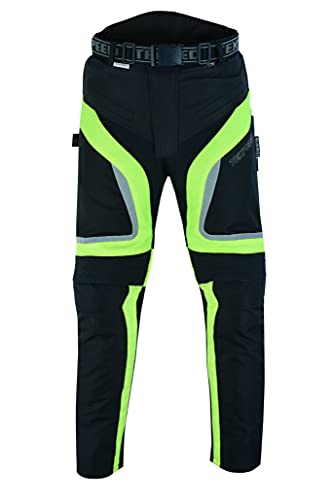 Texpeed Motorradhose Mit Protektoren Herren - Textil Wasserdicht Motorroller Motorrad Bikerin Mit Schutz Rüstung (EN 1621-1) Gelb Hi Vis - 7XL Taille/Kurz Bein von Texpeed