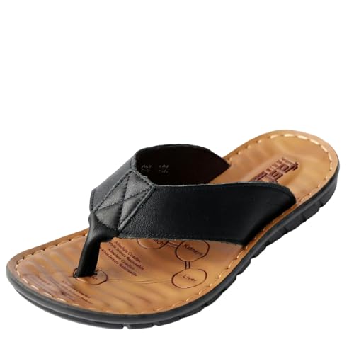 TEidea Badelatschen Herren Herren-Sommerschuhe Im Freien Große Flip-Pantoffel-Flat-Slip-Sandalen Für Freizeitstrände-Schwarz-38 von TEidea