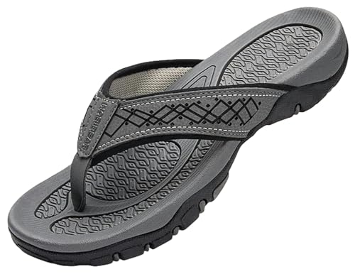 TEidea Badelatschen Herren Männer Flip Flops Strand Sandalen Männer Schuhe Flach Nicht -slip -hausschuhe Gummi Casual Schuh-b-grau-42 von TEidea