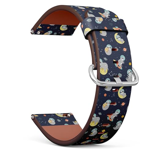 Kompatibel mit Fossil Damen Gen 5E 42 mm/Gen 6 42 mm, Fossil Venture Gen 4 HR/Gen 3 Damen Herren, 18 mm Ersatz-Lederarmband (Space Funny Sloth) Smartwatch-Armband, Veganes Leder, Kein Edelstein von THAZEE