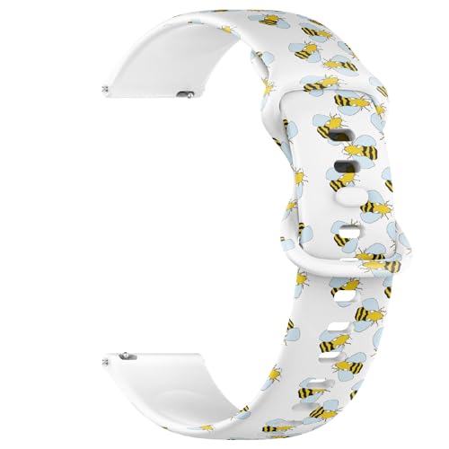 THAZEE 20 mm Schnellverschluss-Armband für Sportuhren (Bumblebees) aus weichem Silikon, Ersatz-Gummiband für Damen und Herren, Silikon, Kein Edelstein von THAZEE