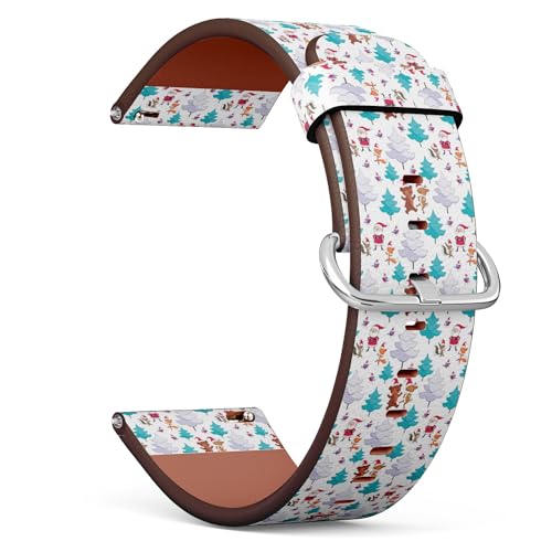 THAZEE 20 mm Schnellverschluss-Ersatz-Leder-Uhrenarmband (Weihnachtsmann) Smartwatch-Armband für Damen und Herren, Kunstleder, Kein Edelstein von THAZEE