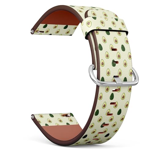 THAZEE 20 mm Schnellverschluss-Ersatz-Lederarmband (Avocado) Smartwatch-Armband für Damen und Herren, Kunstleder, Kein Edelstein von THAZEE