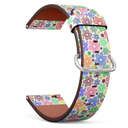 THAZEE 20 mm Schnellverschluss-Ersatz-Lederarmband (Blumen, Rose, Lilie, Kamelie, Sonnenblume), Smartwatch-Armband für Damen und Herren, Kunstleder, Kein Edelstein von THAZEE