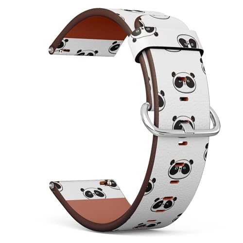 THAZEE 20 mm Schnellverschluss-Ersatz-Lederarmband (Panda Baby) Smartwatch-Armband für Damen und Herren, Kunstleder, Kein Edelstein von THAZEE